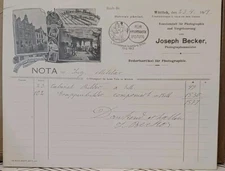 1919 WWI Joseph Becker Photography Billhead Receipt Berlin Germany RARE