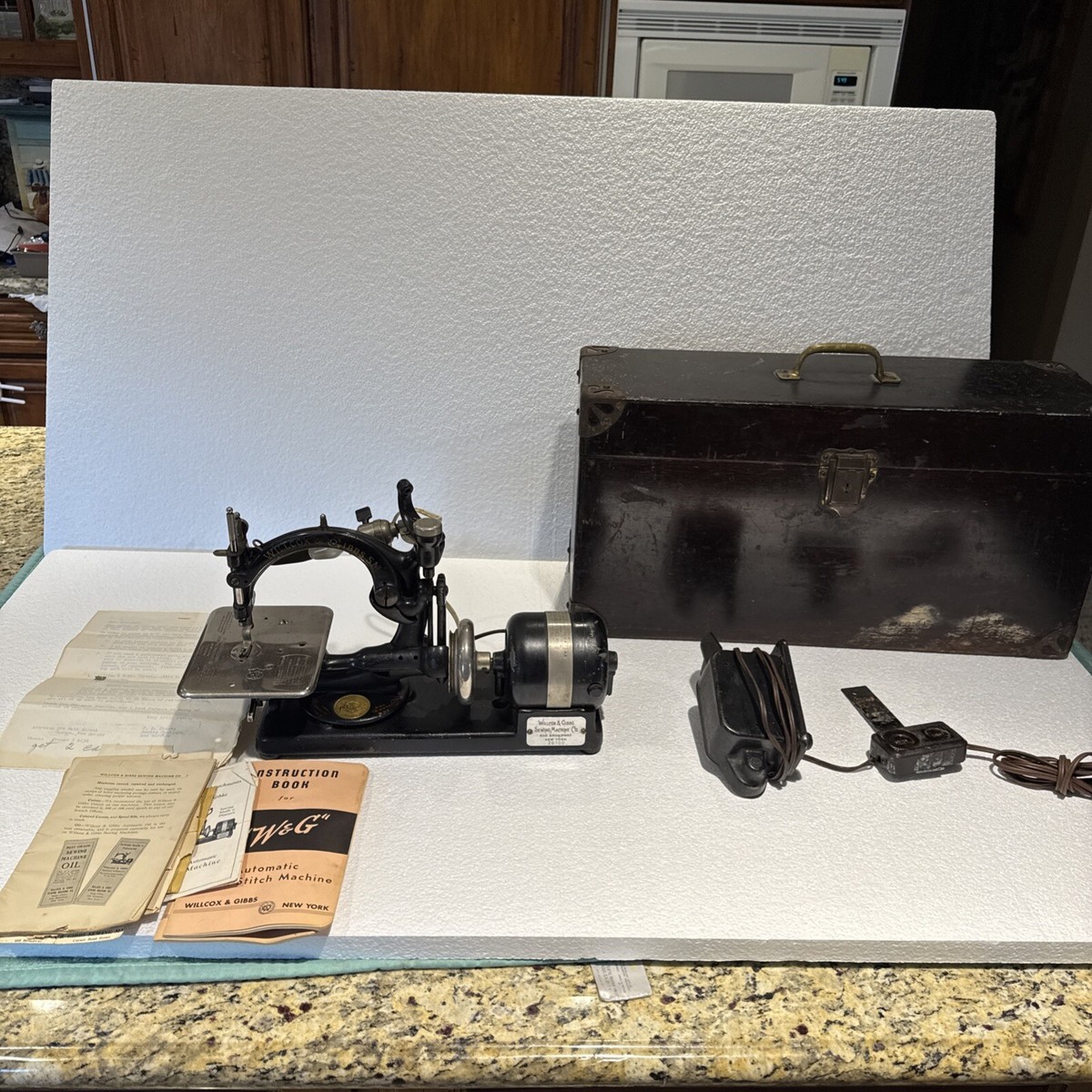 その他 Antique Sewing Machine Wilcox & Gibbs Antique Willcox & Gibbs Automatic Noiseless Sewing Machine W/ Case