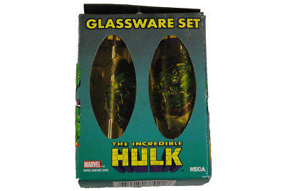 INCREDIBLE HULK GLASSWARE SET 2 x SHOT GLASSES SHOOTER TALL NEW OFFICIAL MARVEL