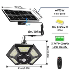 Solar Pendant Lights Outdoor Solar Shed Light Motion Sensor 288 Leds Dimmable In