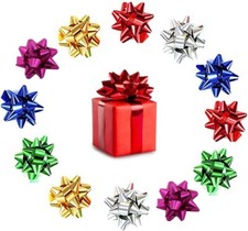 120pcs Mini Gift Bow, 1" Inch Metallic Star Bow Small Tiny Stick On Bows for Pre