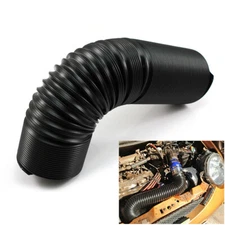2.5in Cooling Extendable Cold Air Intake Flexible Black Hose Pipe Tube Kit 63mm