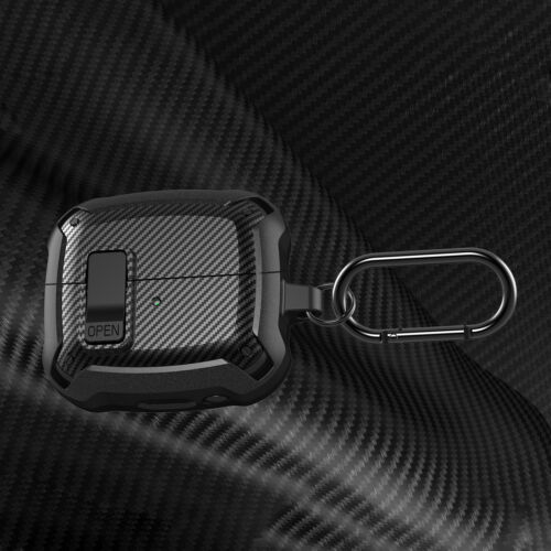 For Samsung Galaxy Buds 3/3 Pro Carbon Fiber Rugged Secure Lock Case+Keychain - Picture 9 of 19