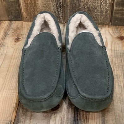UGG ASCOT LOAFER SLIPPER MENS US 9 GREEN SUEDE WOOL LINED  display picture 1