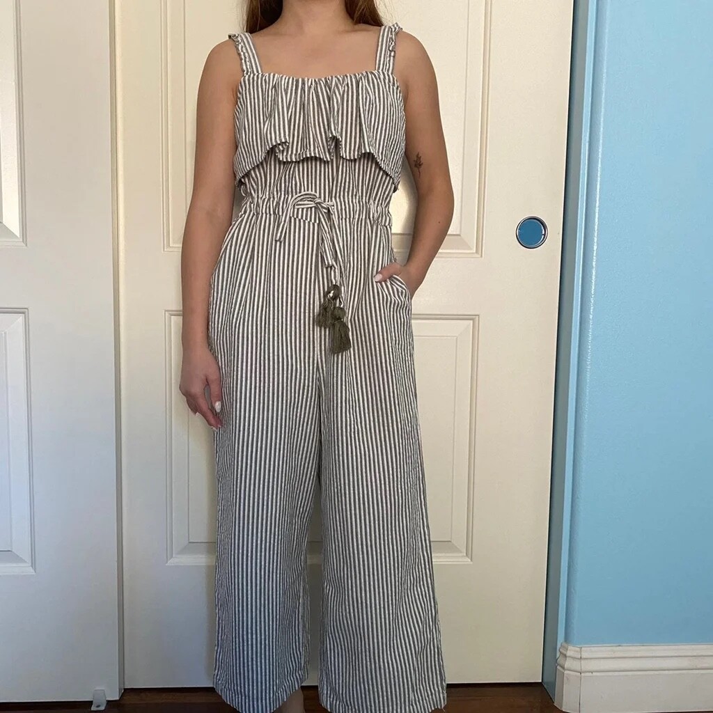 Zara Basic Fall Spring Summer Gray & White Stripe… - image 1