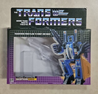 TRANSFORMERS G1 DIRGE BOX, INSERT, BUBBLES, & MANUAL NEW! DECEPTICON ROBOT