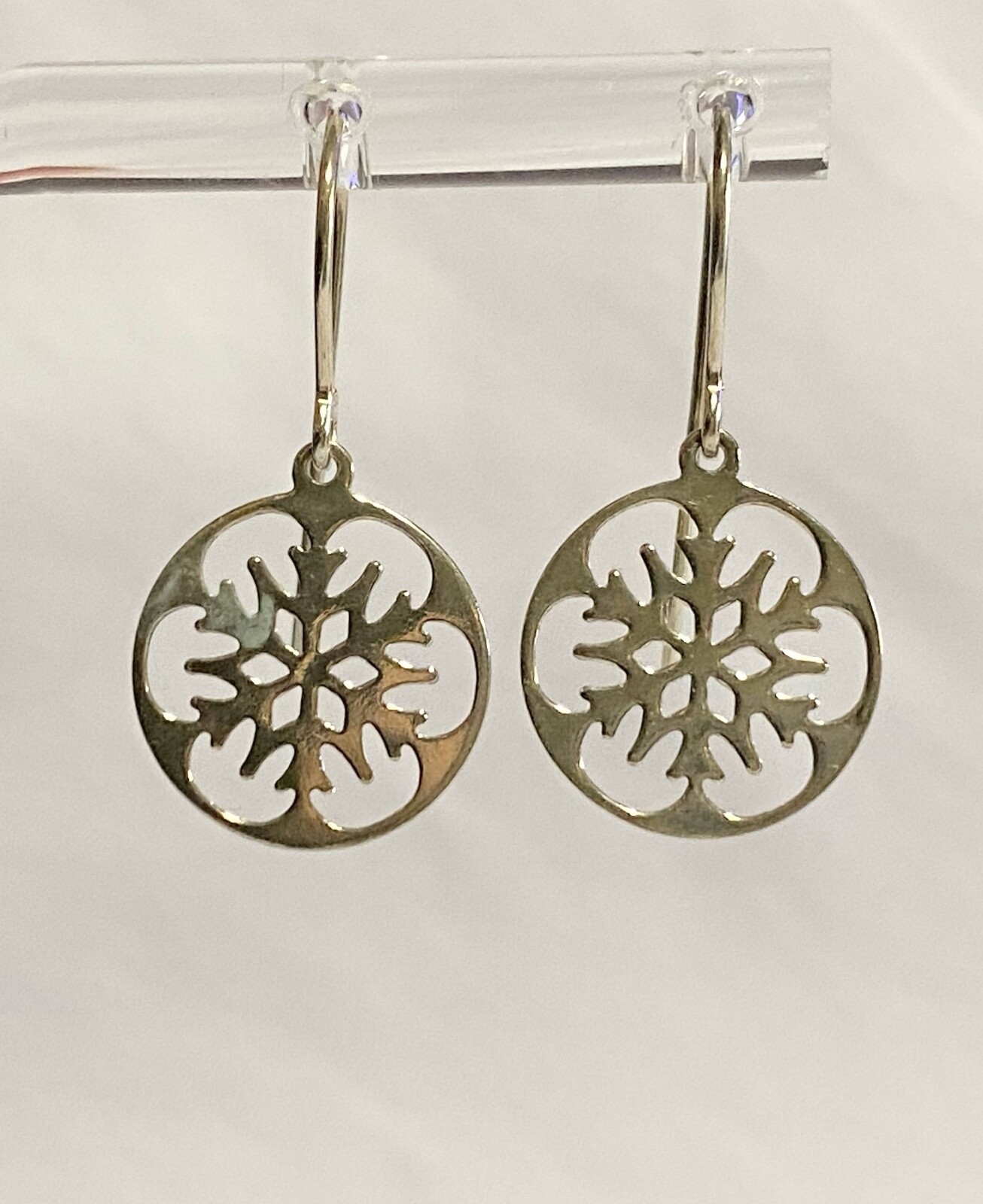 Sterling Silver 925 SNOWFLAKE Winter Christmas Dangle Drop Hook Pierced Earrings