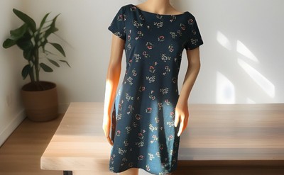Oodji Kleid petrol Blumen Gr M/L Neu 38/40