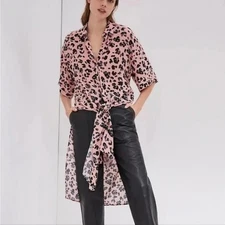 Anthropologie l Maeve Rita Printed Leopard Print Button Down Maxi Blouse Small