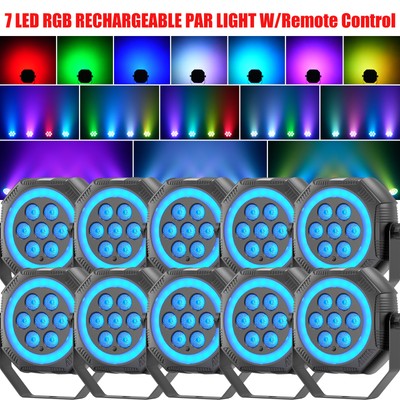 3IN1 RGB 7 LED Rechargeable Battery Par Stage Light DMX512 for Party Disco Show