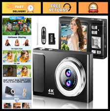 4K Digital Camera for Photography, Autofocus, 32GB Memory Card, Compact Lightw