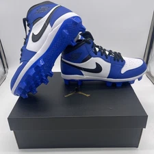 Air Jordan 1 Retro MCS Baseball Cleats Blue Black White AV5354-411 Men's 10.5