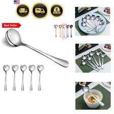 Soup Spoons Set 6 Pieces Stainless Steel Heavy Duty Dishwasher Safe