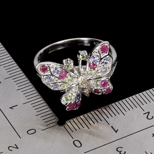 Summer 925 Sterling Silver Ring Oval Ruby Peridot Sapphire Tanzanite Gemstone 9 - Picture 3 of 14