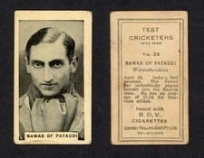 India Cricketer Nawab of Pataudi 1932-33 Godfrey Phillips cigarette card