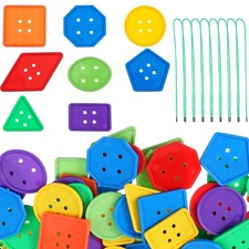 256 Pieces Big Bright Buttons for Kids with 8 Ropes, 8 Vivid Colors and Large...