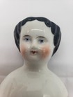 Antique German China Head Doll 11" Low Brow Black Hair Cloth Body Repair As-Is — photo 3