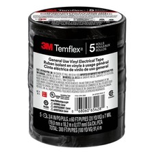 Temflex 3/4 in. x 60 ft. 1700 Electrical Tape Black 5-Pack 