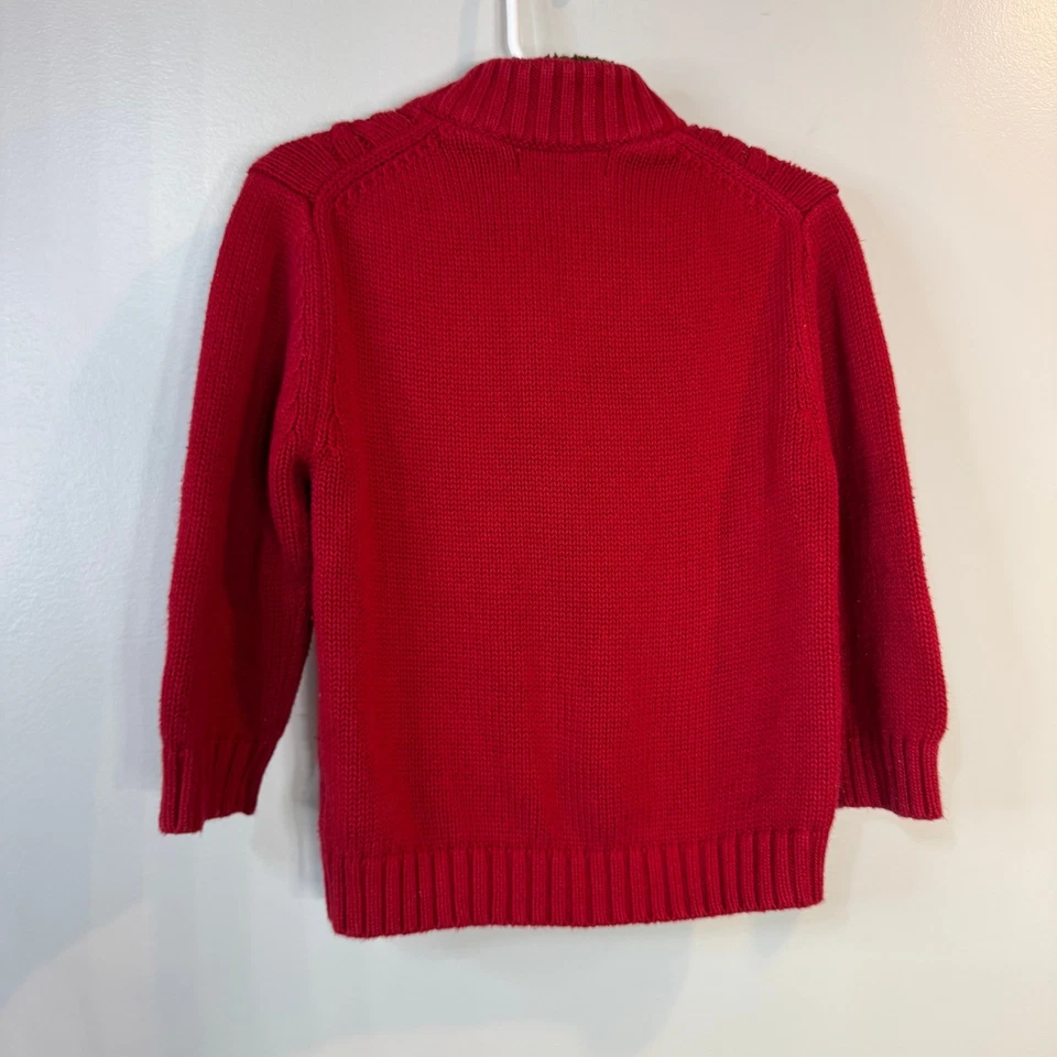Suéter Cherokee Rojo Tejido con Cable Sherpa Forrado Cuello Simulado Niños 2T Vacaciones Acogedor Cálido Foto 2 de 4