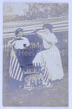 Antique RPPC Women Drinking E&J Burke Guinness Stout Beer Bottles US Flags