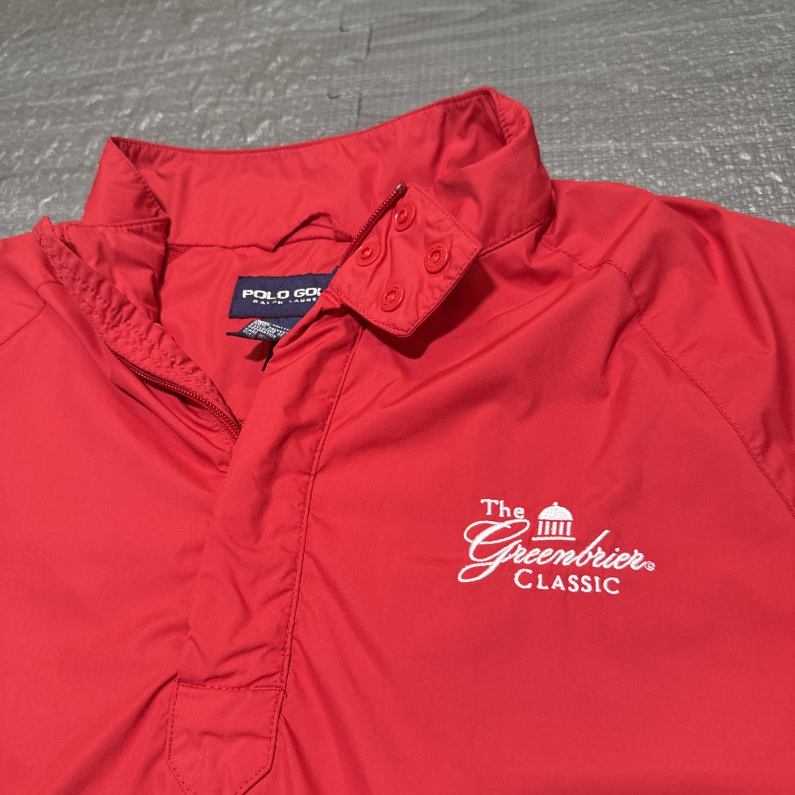 PONY Vintage Greenbrier Classic Windshirt Polo Golf Rosso Uomo Grande 1 4 Snap Jacket PGA