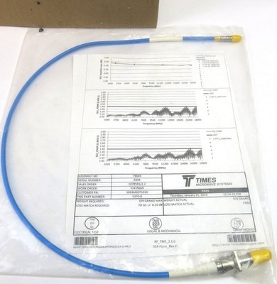 Phase Stable Cable 36'' - Times - P/no OE5370-8 W/test Results 5993M20T1010 U s a