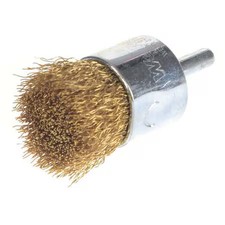 Weiler 93804 Crimped Wire End Wire Brush, Brass, 1"