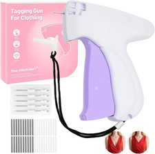 Handheld Mini Stitch Gun White and Purple Tag Attacher Gun Kit - Hemming Tool Se