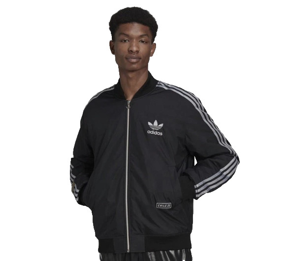 Adidas Originals Chile 20 Bomber Jacket Men's Small Black Silver RRP £109 image 2