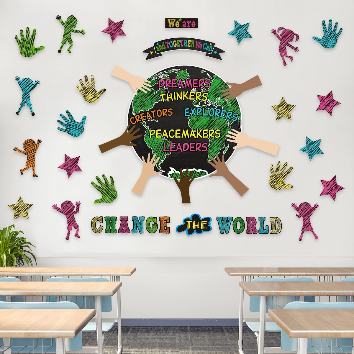 88 Pieces One World Together Classroom Decorations We Can Change