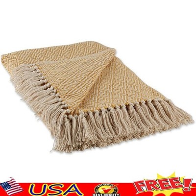 Cotton Throw Blanket Decorative Fringe Soft Lightweight Versatile Accent Piece