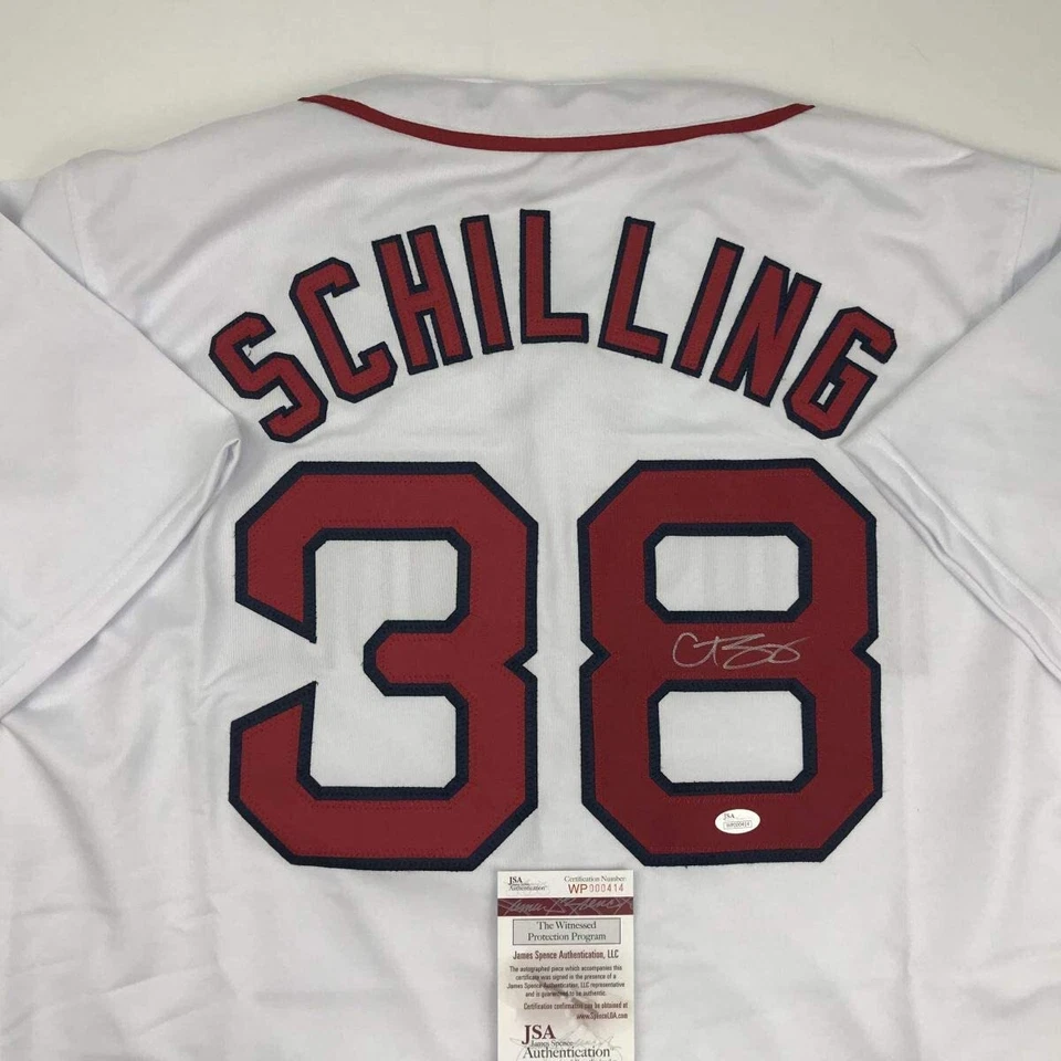 Autographed/Signed Curt Schilling Boston White Baseball Jersey JSA COA Auto - Image 2 of 4