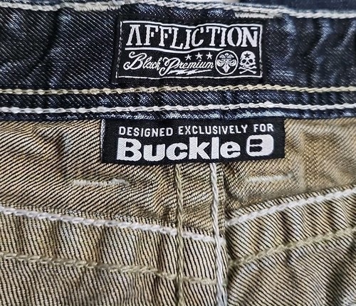 AFFLICTION Black Premium Blue Jeans Men's 38 GRANT Straight Leg BUCKLE Exclusive - Picture 10 of 10