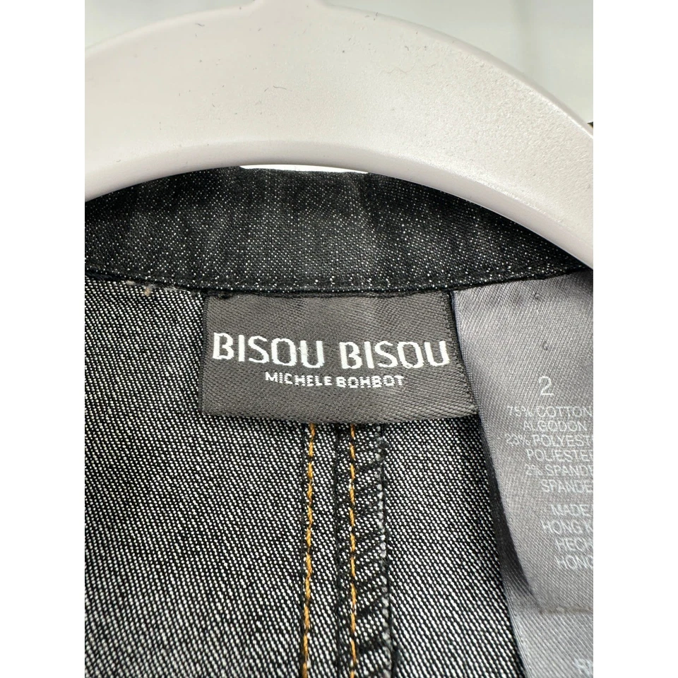 Blazer de mezclilla para mujer Y2K talla 2 estructurado punto occidental ribete en contraste a medida Foto 3 de 4