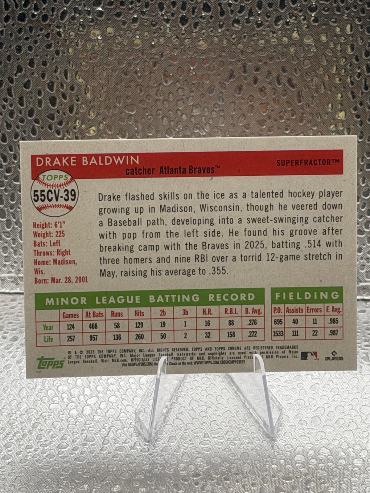 2025 topps chrome platinum Drake Baldwin City Variation Superfractor 1/1 Braves view 2