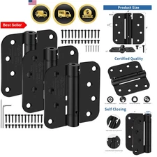 Door Hinges Self Closing 4 Inch Matte Black Heavy Duty 3 Pack
