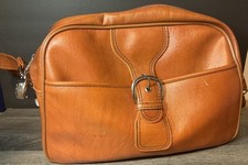Borsa a tracolla 16" vintage in pelle marrone arancione trasporto anni 70 Sears ottime condizioni