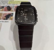 Rado r5.5 Black Ceramic Quartz Chronograph Date Square Watch-Recently Serviced