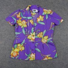 VINTAGE Malama Sophisticates Hawaii Shirt Womens 12 Purple Floral Hawaiian Top