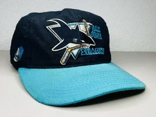 Vintage 90s San Jose Sharks American Needle Blockhead SnapBack Hat Cap NHL Wool