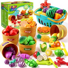 JOYIN Learning Toys Play Food Set for Toddlers, Cutting Food for Preschool Activ