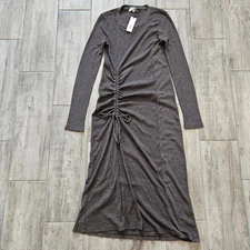 Michael Stars Dress Women’s L Ilia Ruched Tie Maxi Java Thermal Stretch NWT Cozy