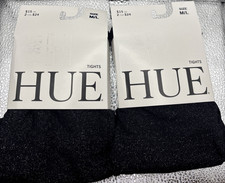 Hue Glitter Tights- Con top Size M/L Silver  2 Pair 