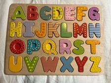 Wooden Alphabet Puzzle Colorful Educational Toy