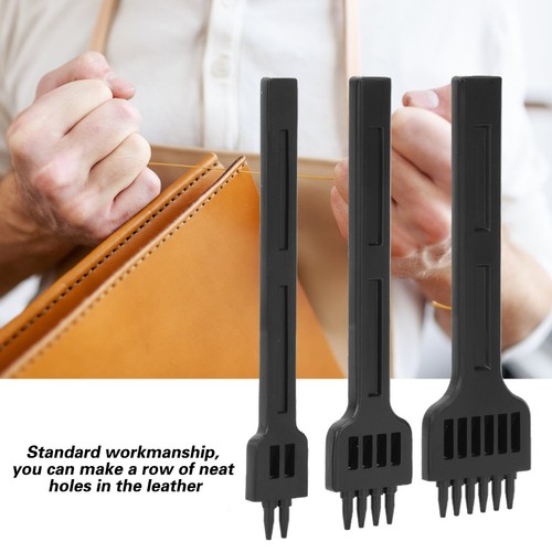 3Pcs 2/4/6 Prong Chisel Steel DIY Sewing Leather Craft Hand Hole Punch Tool 4mm❀ - Picture 8 of 11