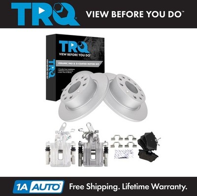 TRQ Rear Brake Calipers Ceramic Pads Rotors for 10-13 Audi A3