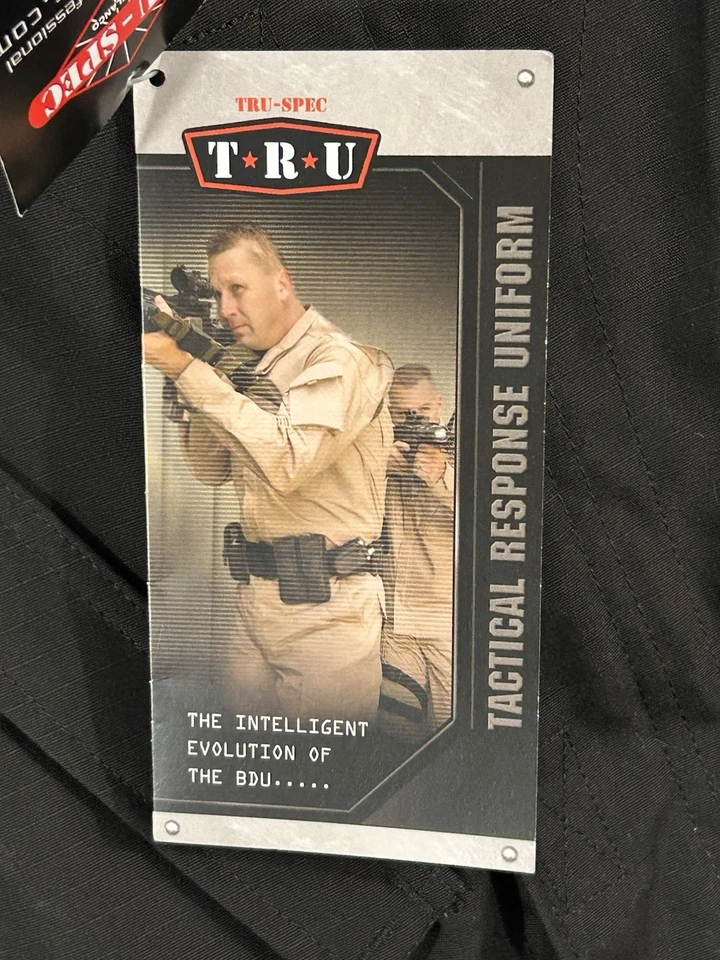 TRU SPEC TACTICAL RESPONSE UNIFORM T.R.U. SHIRT Large Long BLACK NWT - Image 3 of 4