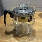 Vintage Pyrex Glass Coffee Pot 6 Cup Metal Black Handle Percolator Complete GUC