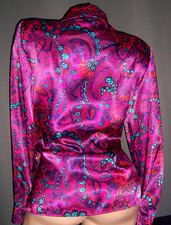 Vtg Joan Leslie Pink Long Sleeve Satin Blouse Top 10 New