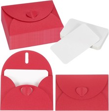 25 Set Mini Envelopes with Heart Clasp, 4.1x3" Blank Note Cards with Envelopes